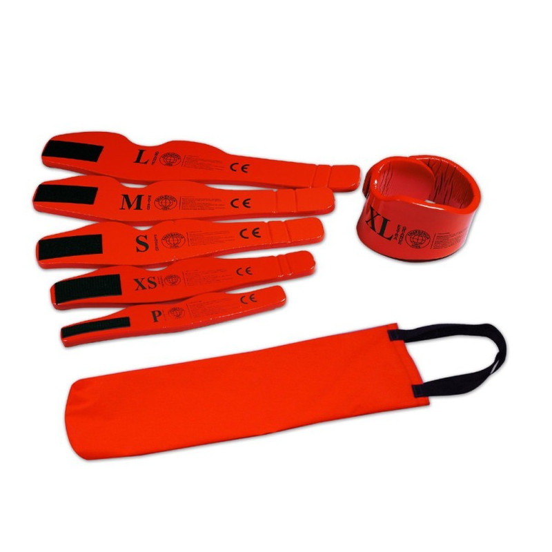 Juego de 6 collarines cervicales con bolsa. Color naranja.